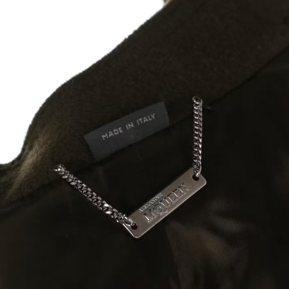 Alexander McQueen Asymmetrical Zip-Front Utility Style Coat in Green Wool Sz 44 - Picture 5 of 5